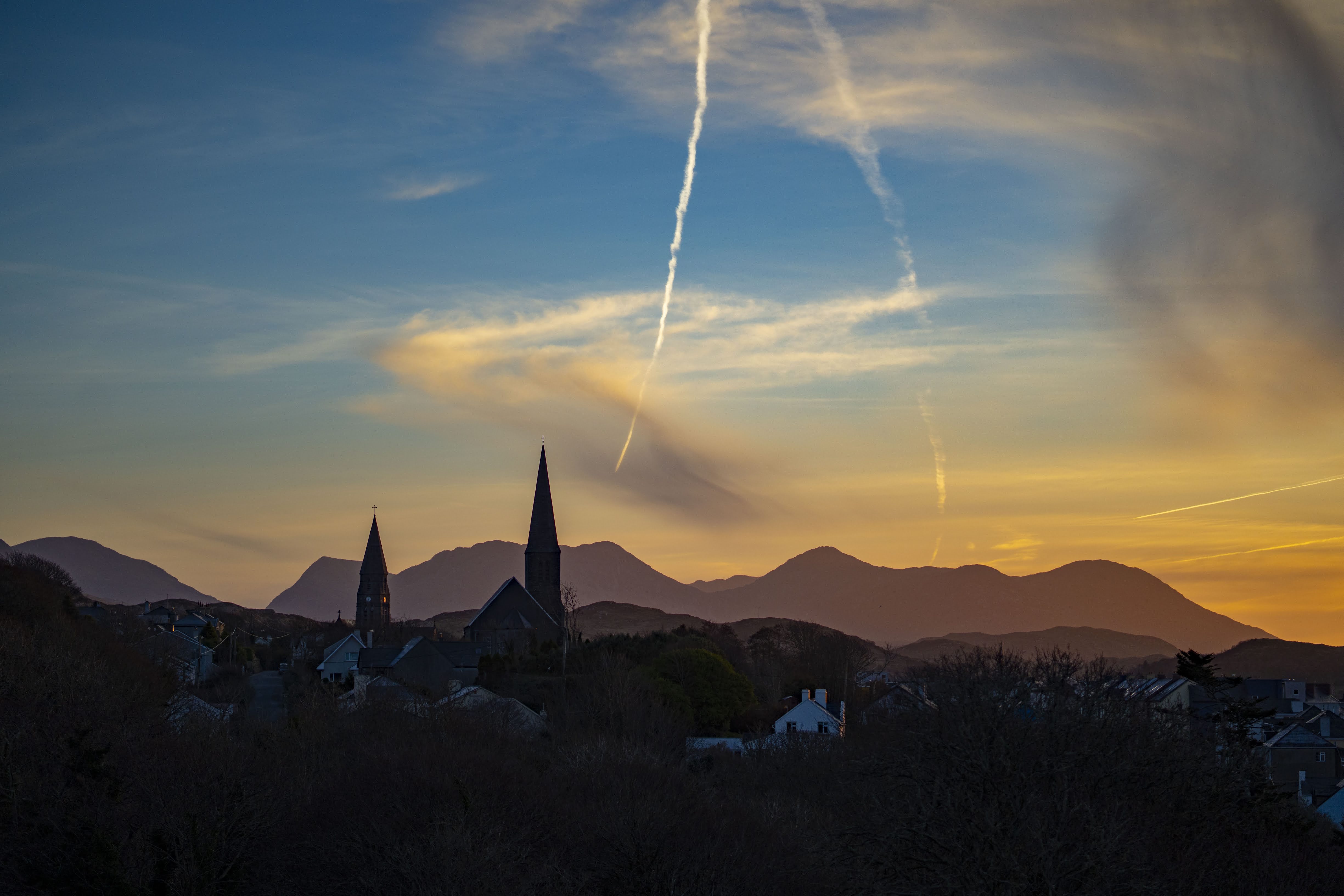 Cinematic Irish landscape at dusk