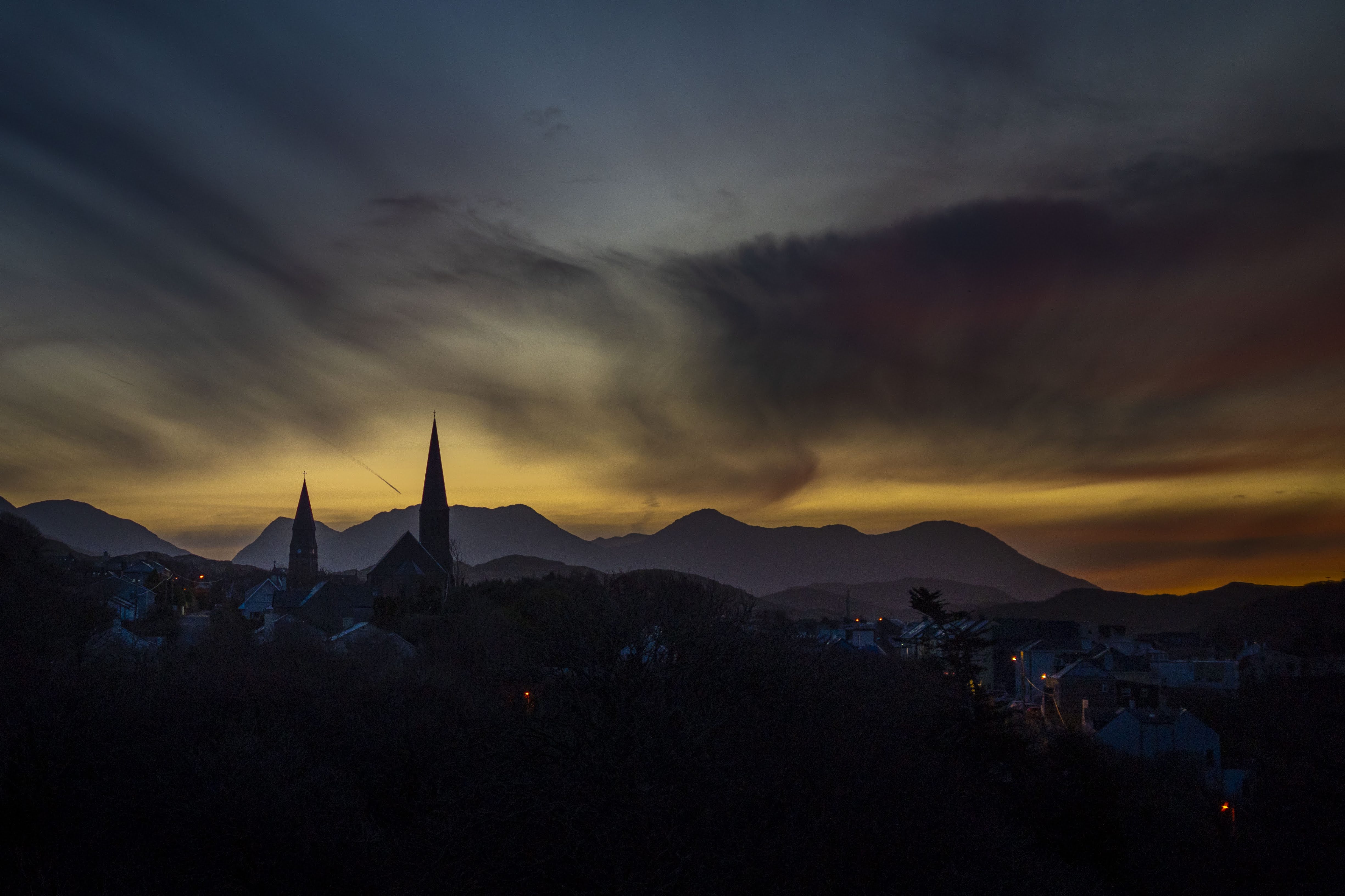 Mountain landscape at dusk
